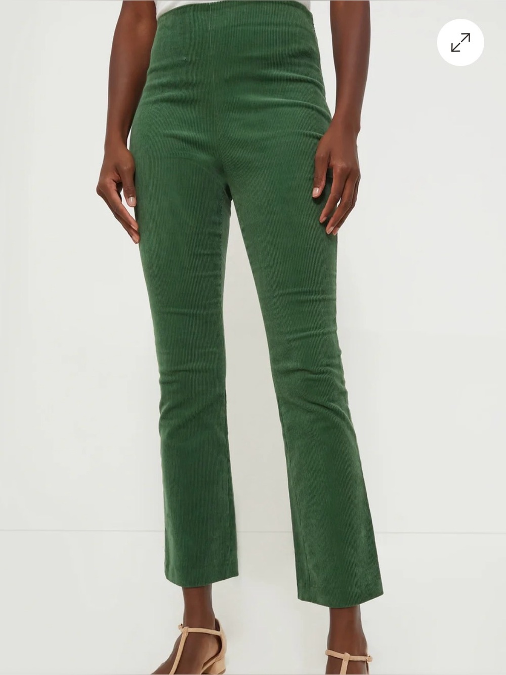 Tuckernuck women’s medium green corduroy ashford pants ankle crop side zip